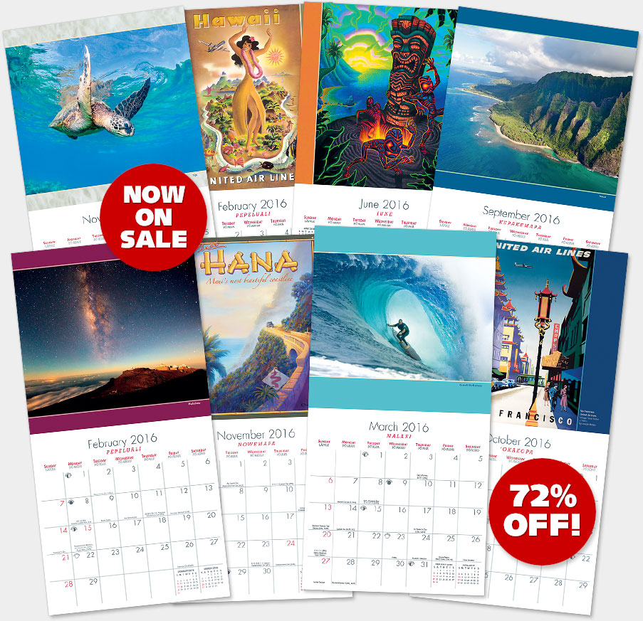 2016 Hawaiian Wall Calendars - Now on Sale at 72% OFF!