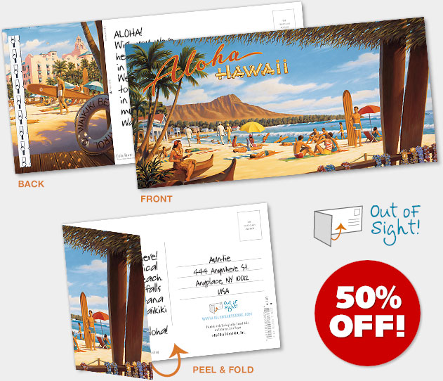 Hawaiian Foldable Postcards - ON SALE 50% OFF!