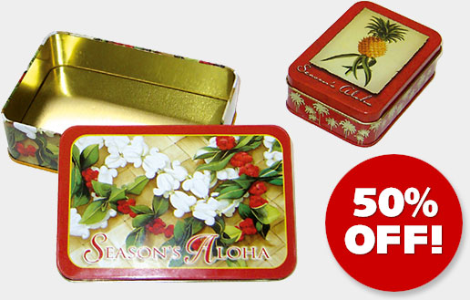 Hawaiian Holiday Christmas TIN BOXES - ON SALE 50% OFF!