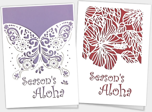HAWAIIAN LASER CUT HOLIDAY CHRISTMAS GREETING CARDS