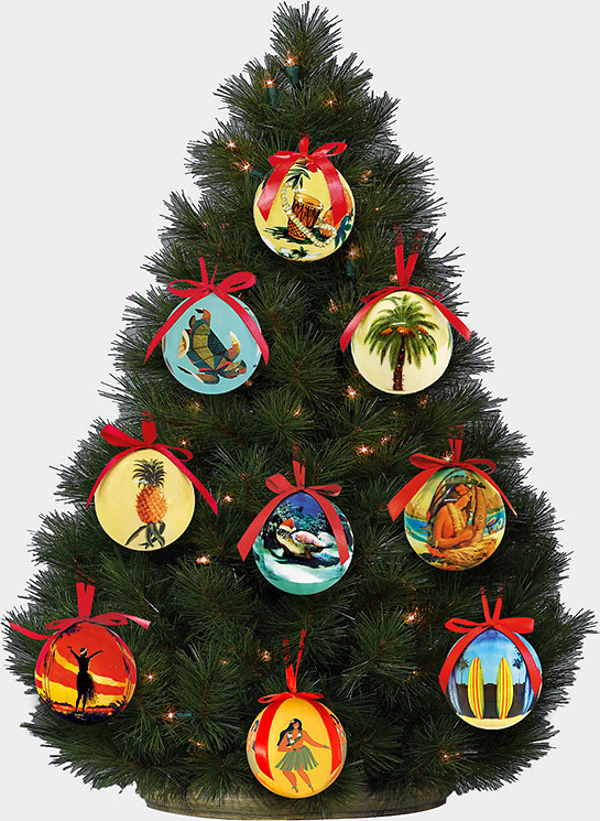 Hawaiian Holiday Christmas Ball Ornaments