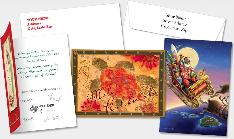 HAWAIIAN PERSONALIZED HOLIDAY CHRISTMAS GREETING CARDS