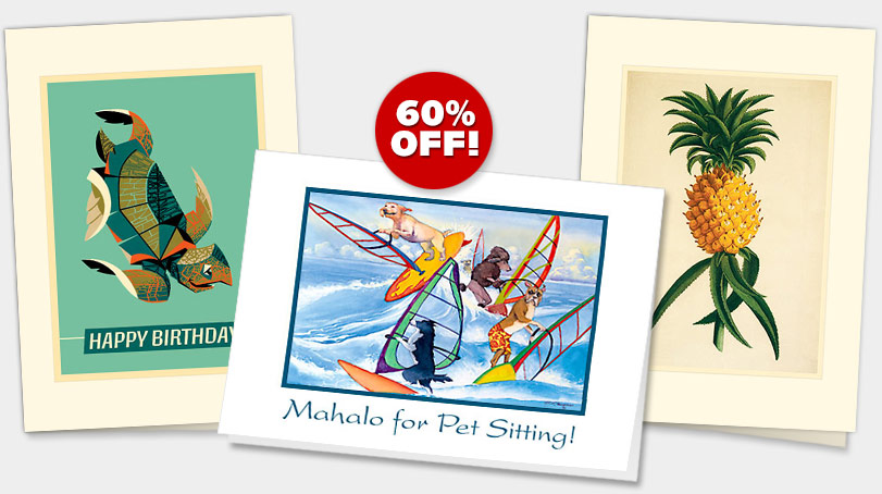 Hawaiian PREMIUM GREETING CARDS - ON SALE 60% OFF!