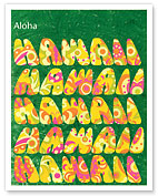 Hawaii - Psychedelic Flower Power Art - c. 1960's - Giclée Art Prints & Posters