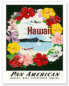 Pan American, Hawaii - Lei and Diamond Head - Fine Art Prints & Posters