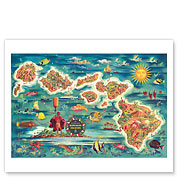 Dole Map of the Hawaiian Islands - Giclée Art Prints & Posters
