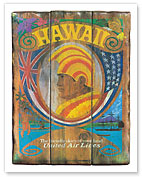 United Air Lines: Hawaii - Wood Panel Sign - Fine Art Prints & Posters