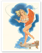 Jerri’ Fond of Fishing - June 1954 Date Book Calendar Page - Fine Art Prints & Posters