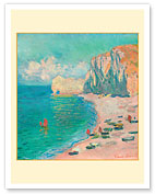 Étretat: The Beach and the Falaise d’Amont - Normandy Coast France - c. 1885 - Fine Art Prints & Posters