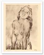 Marion, Hawaii - Topless Native Hawaiian Girl - from Etchings and Drawings of Hawaiians - c. 1943 - Fine Art Prints & Posters