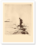 Lone Fisherman (Lawai'a) Hawaii - from Etchings and Drawings of Hawaiians - c. 1930 - Fine Art Prints & Posters