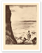 Moi Water Hawaii - Throw Net Fisherman - from Etchings and Drawings of Hawaiians - c. 1936 - Fine Art Prints & Posters