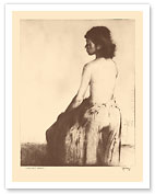 Grass Skirt, Hawaii - Topless Native Girl - from Etchings and Drawings of Hawaiians - c. 1928 - Fine Art Prints & Posters