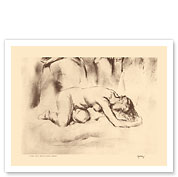Nude Study - from Etchings and Drawings of Hawaiians - c. 1940's - Giclée Art Prints & Posters