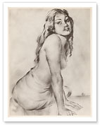 Marion - Topless Hawaiian Girl - from Etchings and Drawings of Hawaiians - Fine Art Prints & Posters