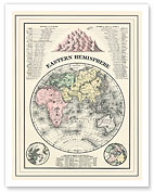 Map of the Eastern Hemisphere - Rivers of Europe, Asia and Africa - Fine Art Prints & Posters