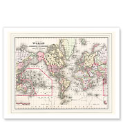 Map of the World - On the Mercator Projection - Exhibiting the American Continent at its Center - Fine Art Prints & Posters