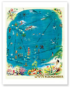 Map of the Polynesian Islands - Don the Beachcomber Tiki Bar and Restaurant - Giclée Art Prints & Posters