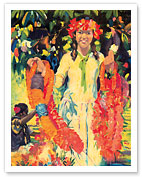 Young Hawaiian Flower Girl With Leis - Giclée Art Prints & Posters