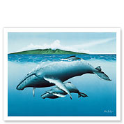 Mother and Child, Hawaiian Humpback Whales - Giclée Art Prints & Posters