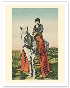 Pa'u Rider - Honolulu, Hawaii - Woman (Wahine) on Horseback - c. 1909 - Giclée Art Prints & Posters