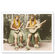 Hawaiian Hula Girls - Honolulu Hawaii - Ukulele and Guitar Players c.1916 - Giclée Art Prints & Posters