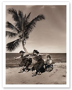 Hula on the Beach - Hawaii - Giclée Art Prints & Posters