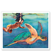 The Turtle Won’t Play (‘A‘ole Makemake Ka Honu E Pā‘ani) - Hawaiian Child - Fine Art Prints & Posters