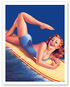An American Beauty - Redhead Surfer Girl - Fine Art Prints & Posters