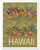 Hawaii - Hawaiian Luau - SS Lurine Menu Cover - c. 1950's - Fine Art Prints & Posters