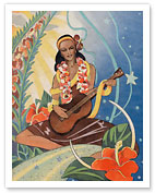 Hawaiian Musician - Curt Teich & Co. c.1943 - Fine Art Prints & Posters