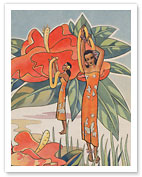 Aloha Nui From Hawaii - Hawaiian Hula Dancers c.1943 - Fine Art Prints & Posters