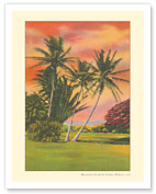 Moanalua Palms at Sunset - Honolulu, Oahu, Hawaii - c. 1930's - Fine Art Prints & Posters