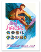 Surf Hawaii - Go Where the Big Ones Are - United Air Lines - Fine Art Prints & Posters