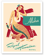 Royal Hawaiian Hotel - Mermaid with Sun Tan Oil - Fine Art Prints & Posters