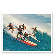Surfing Waikiki - Honolulu, Hawaii - c. 1955 - Fine Art Prints & Posters