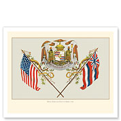 Royal Hawaiian Coat of Arms - Hawaii State Motto - c. 1902 - Giclée Art Prints & Posters