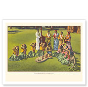 Hawaii Hula Girls and Poi Pounder - c. 1930's - Fine Art Prints & Posters