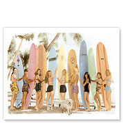 Hawaiian Surfer Girls - Giclée Art Prints & Posters