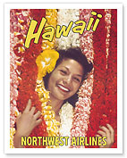 Hawaii - Northwest Airlines - Flower Leis - c.1960 - Fine Art Prints & Posters