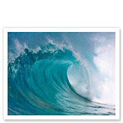 Blue Barrel - Hawaiian Breaking Wave - Hawaii - Giclée Art Prints & Posters
