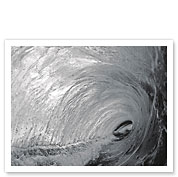 Black and White Tube Barrel - Hawaiian Breaking Wave - Hawaii - Giclée Art Prints & Posters