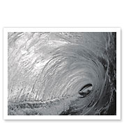 Black and White Tube Barrel - Hawaiian Breaking Wave - Hawaii - Fine Art Prints & Posters