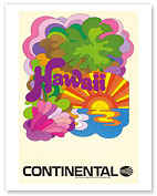 Hawaii - Continental Airlines - Psychedelic Art - Fine Art Prints & Posters