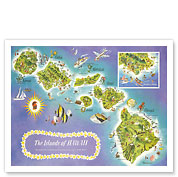 Map of the Islands of Hawaii, USA - 