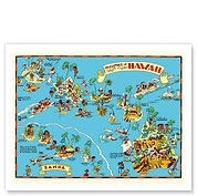 Map of the Territory of Hawaii - American Samoa - Pictorial Map - Fine Art Prints & Posters