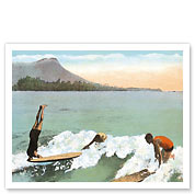 Surfboard Riding, Honolulu, Hawaii - Fine Art Prints & Posters