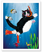 Snorkel Kitty - Giclée Art Prints & Posters