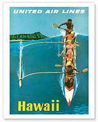 United Air Lines, Hawaii, Outrigger Canoe - Fine Art Prints & Posters