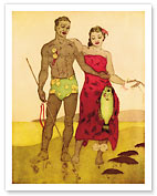 Fisherman, Royal Hawaiian Hotel Menu Cover - Giclée Art Prints & Posters
